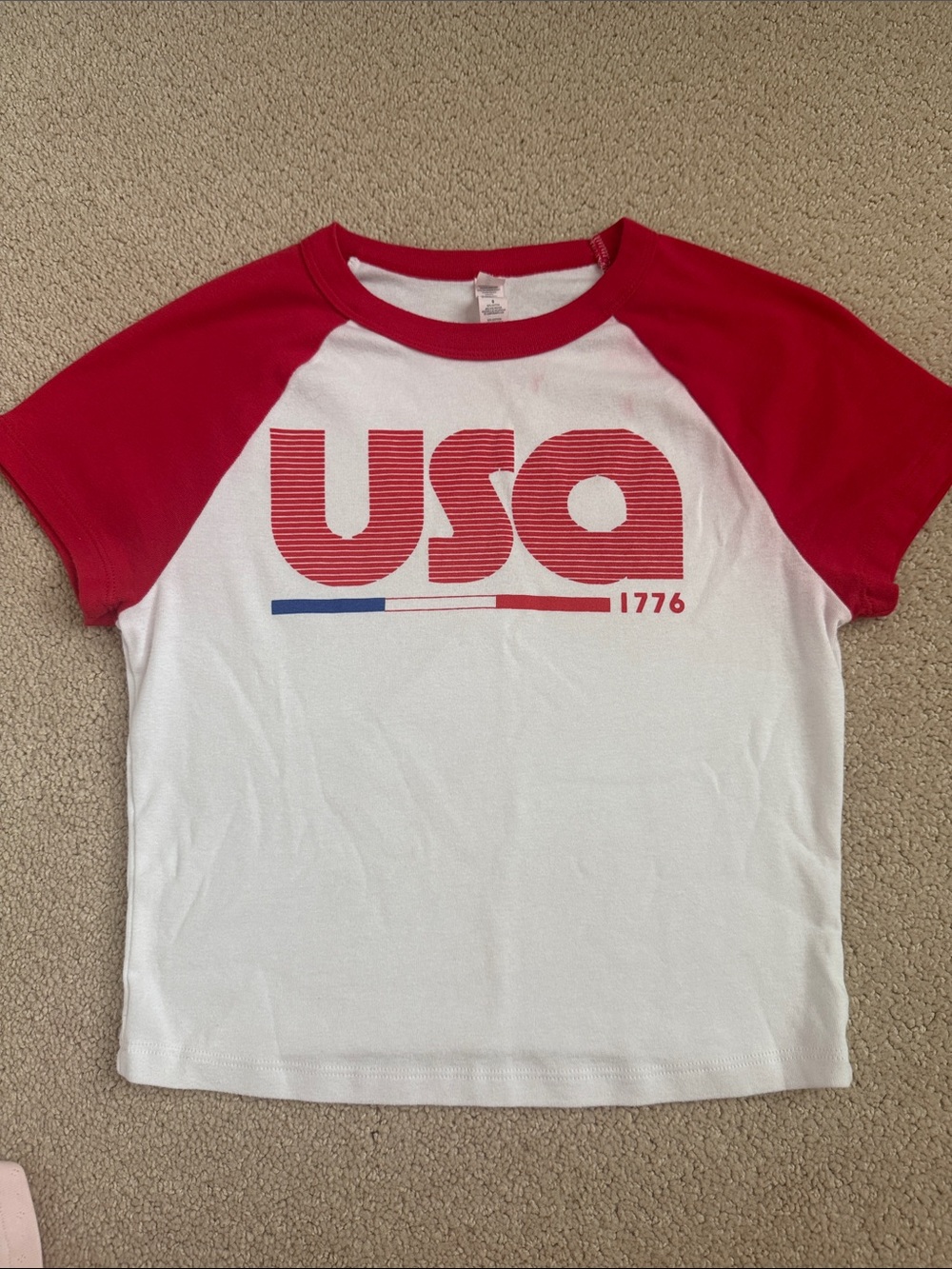 Red and white USA baby tee